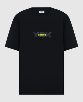 Vetements Чорна футболка Y2K з вишивкою логотипа UE64TR250B