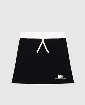 Dolce&Gabbana Детская черная юбка из шерсти с вышивкой логотипа L5KI05JCVT256