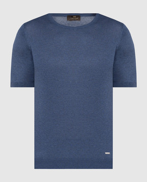 Enrico Mandelli Синя футболка із шовку з логотипом A8K1065136