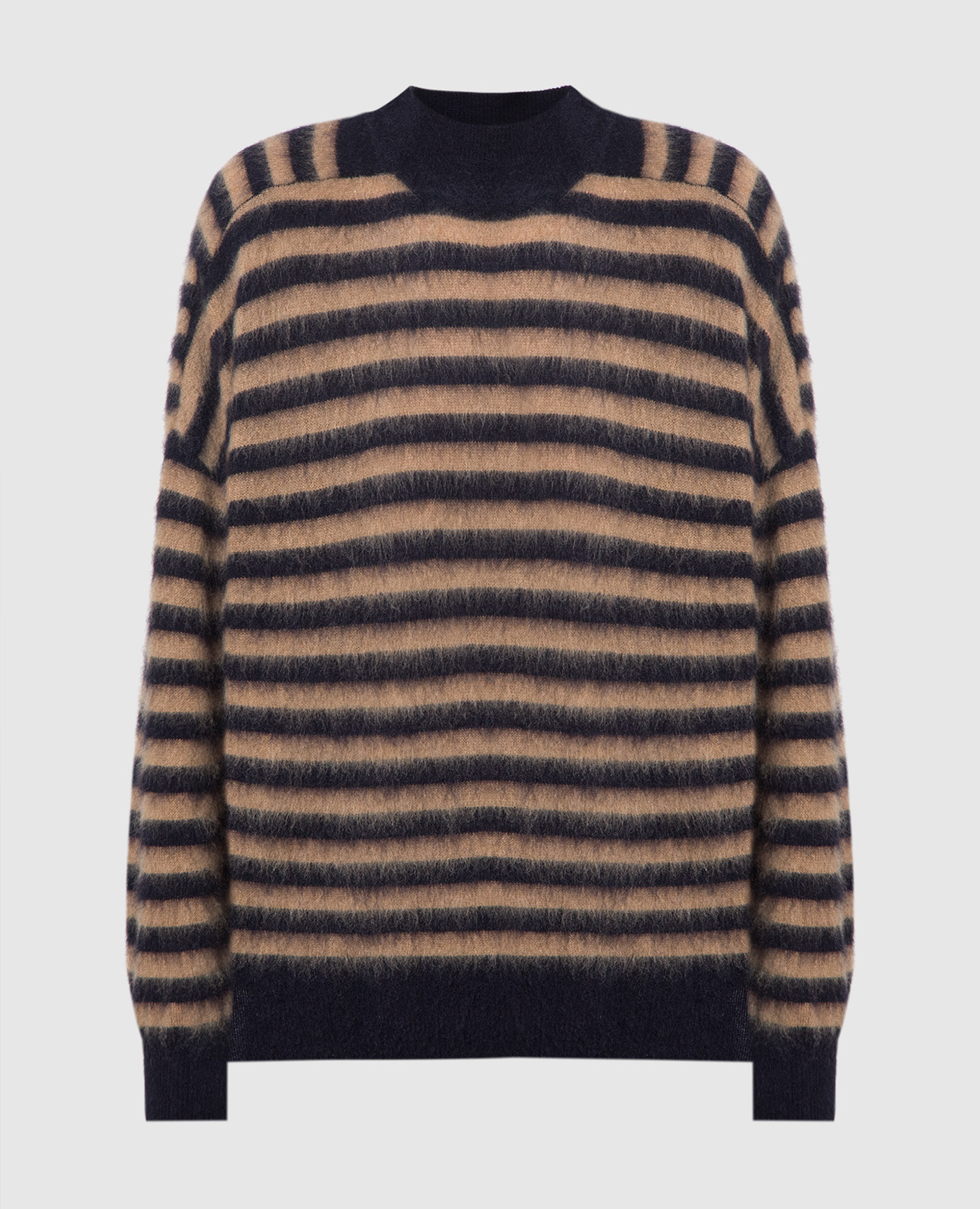 Blue striped sweater with monil chain