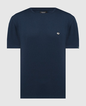 Stefano Ricci Синя футболка з металевою емблемою логотипа MNH2401980