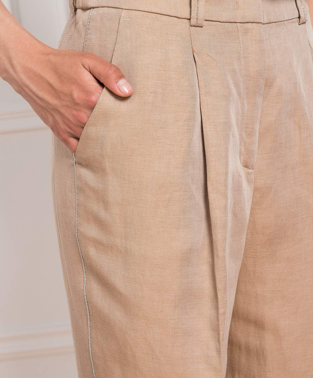 Peserico Темно-бежеві штани з ланцюжком моніль P0431605975 зображення 5