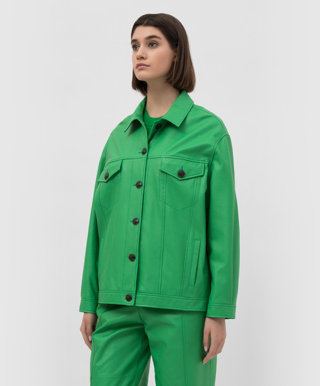 Simonetta Ravizza Зелена шкіряна куртка S02JA47L1 зображення 3