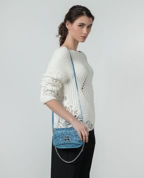 Ermanno Scervino Блакитна замшева сумка крос-боді Audrey з кристалами D443S361CTUVV