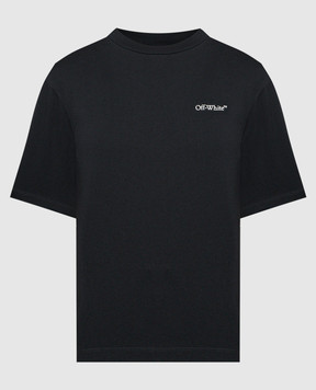 Off-White Чорна футболка з квіткомим принтом емблеми логотипа OWAA124S24JER002