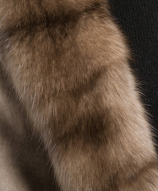Fabio Gavazzi Brown two-way cashmere coat with sable fur C1370PIOR image 6