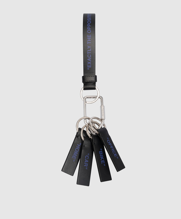 Off-White Black leather key ring with print OMNF047S23LEA001