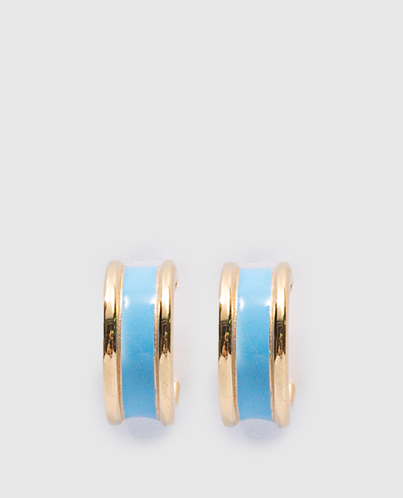 Серебряные серьги-конго Double Line с голубой эмалью