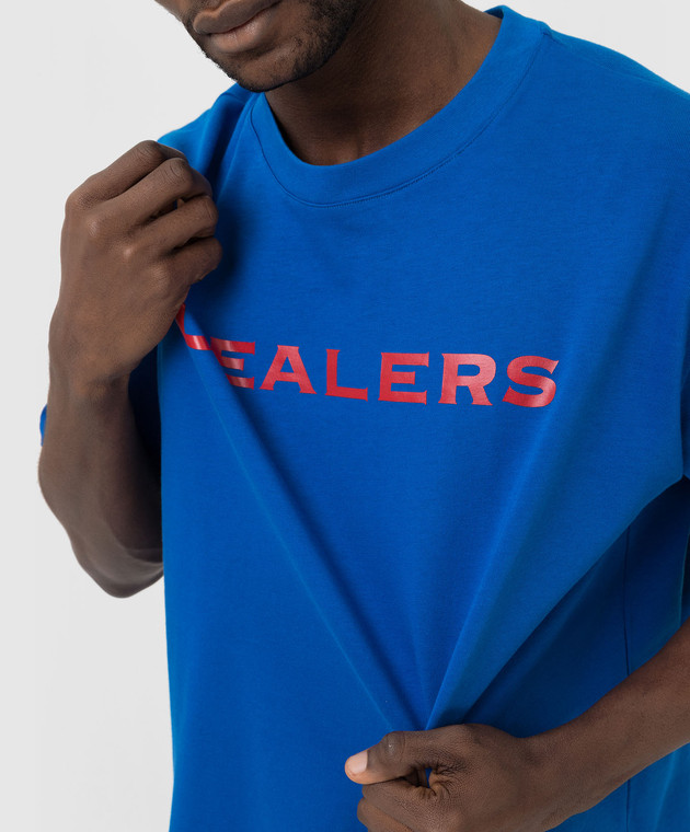 Just Don Синяя футболка с принтом 32JUSM14226326 изображение 5