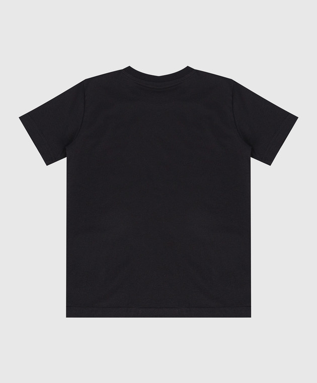 Moncler ENFANT Дитяча чорна футболка з логотипом. 8C00014839071214 зображення 2