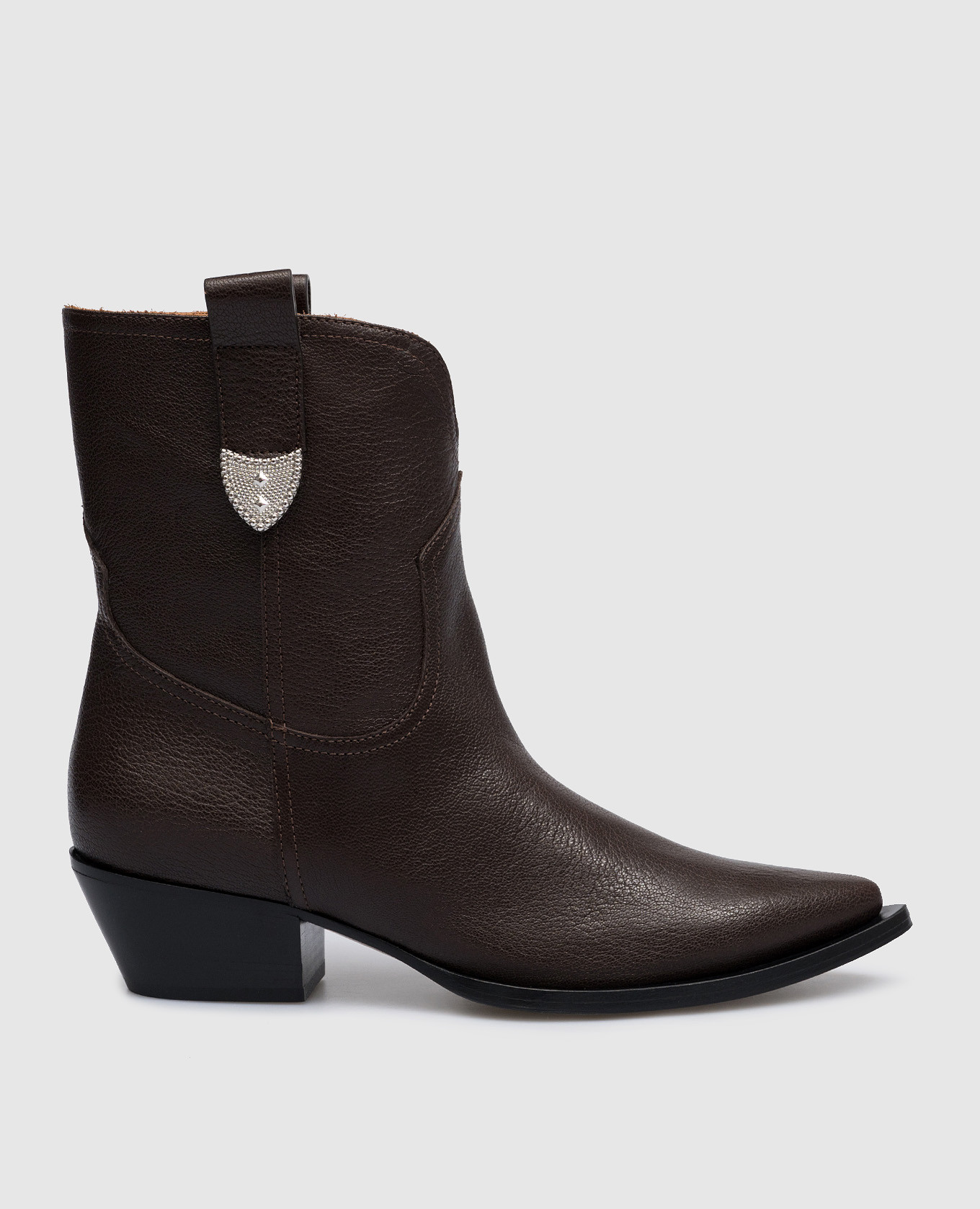 Paris brown leather boots with metal details