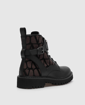 Valentino Черные комбинированные ботинки Vlogo Signature 3W2S0Q03HQZ