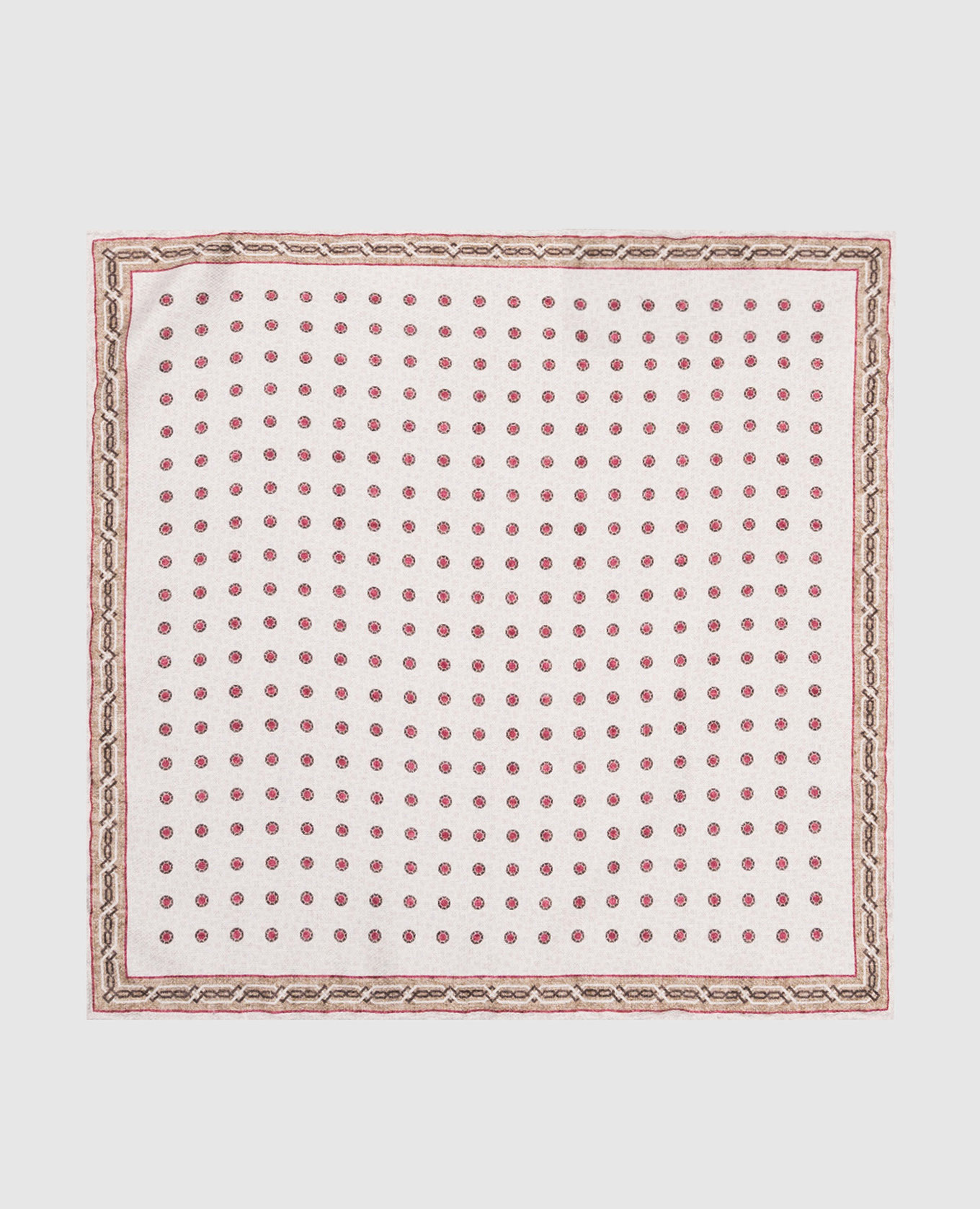Бежевый двухсторонний платок-паше из шелка в геометрический узор.