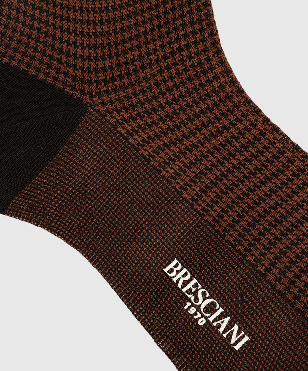 Bresciani Brown socks with a houndstooth pattern MC034JQ0684BR image 3