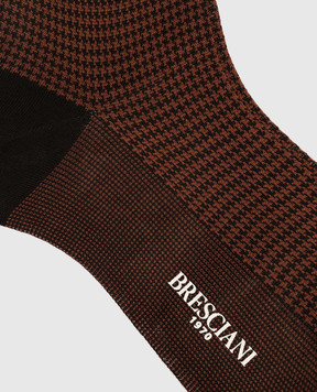 Bresciani Коричневі шкарпетки у візерунок гусяча лапка MC034JQ0684BR