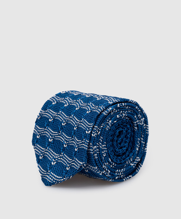 Stefano Ricci Дитяча синя краватка із шовку у візерунок YCRMTSR8162