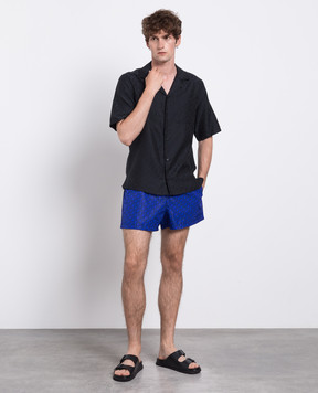 Off-White Синие шорты для плавания в принт логотипа OMFD011F23FAB002