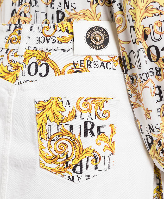 Versace Jeans Couture White denim skirt with Logo Couture print 74HAE85ME0000L54 image 5