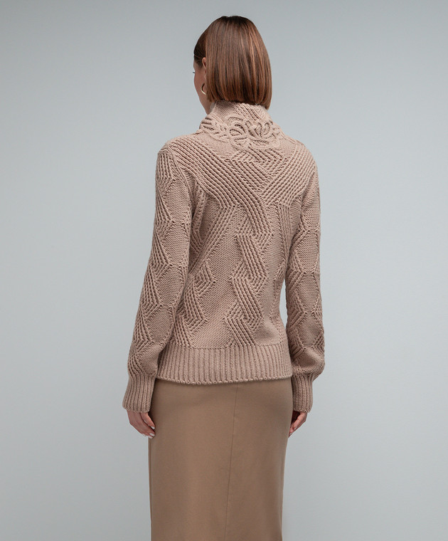 Ermanno Scervino Brown sweater in a textured pattern D435M745APHSK image 4