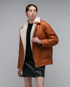 Babe Pay Pls Коричневая дубленка в стиле косухи 2135CURLY