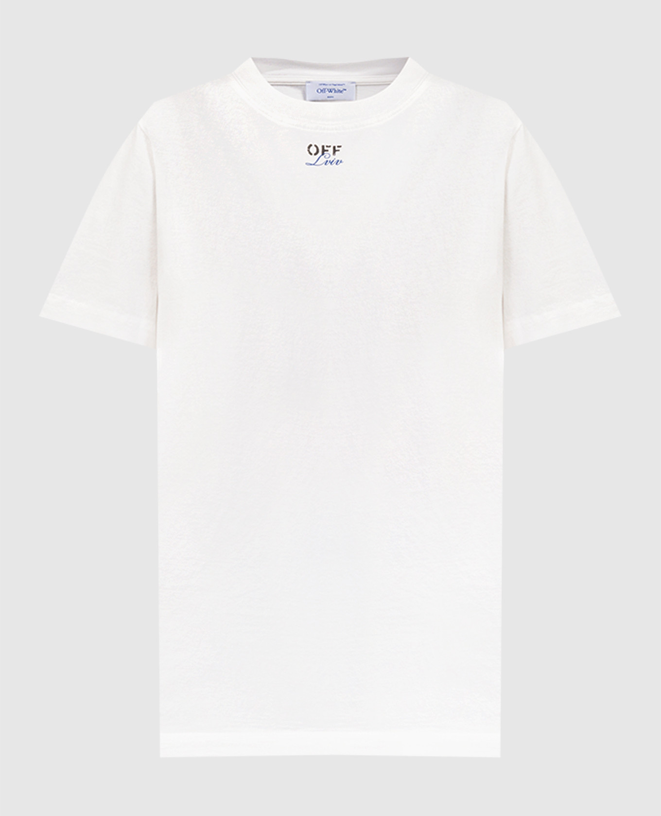 White t-shirt with Off-White Lviv print