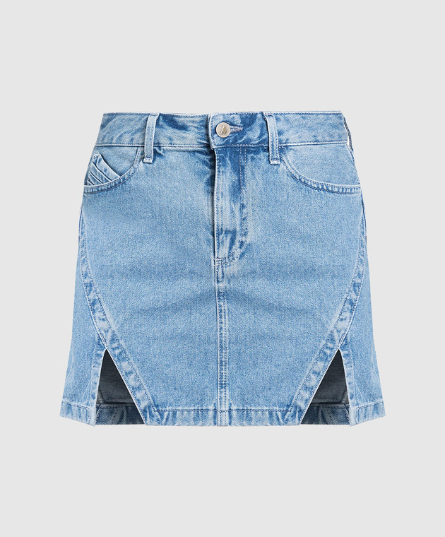 The Attico Lula blue distressed denim mini skirt 227WCS98D038