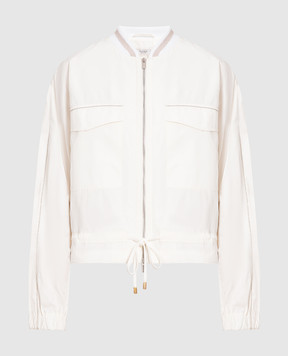 Peserico White bomber jacket with monil chain S21385A6953