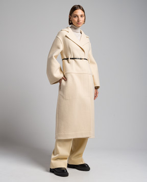 Jil Sander Бежевое пальто из шерсти с поясом J04AA0004J40020