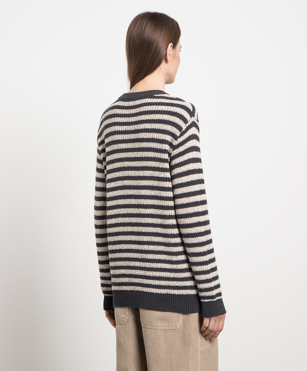 Brunello Cucinelli Gray jumper with sequins in a stripe M19580210P image 4