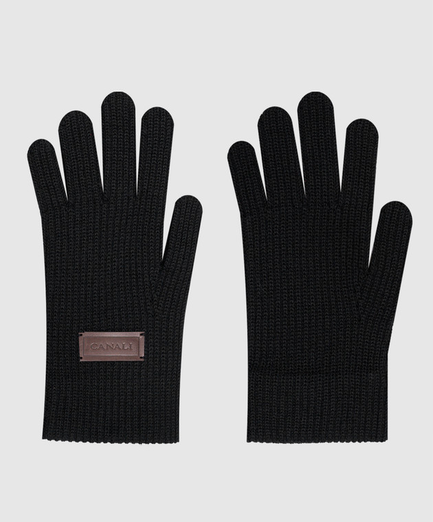Canali Black gloves with logo patch MK00461G0030 image 3