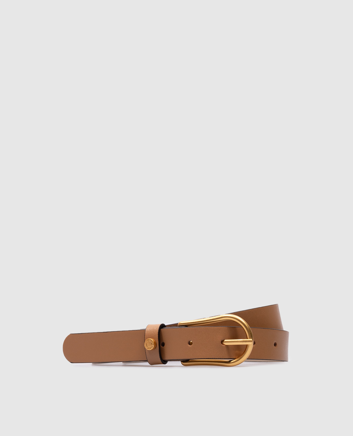 Brown leather belt with logo engraving