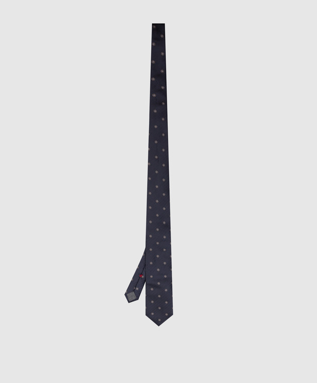 Brunello Cucinelli Темно-синя краватка в ялинку з вишивкою MM8940018 зображення 3