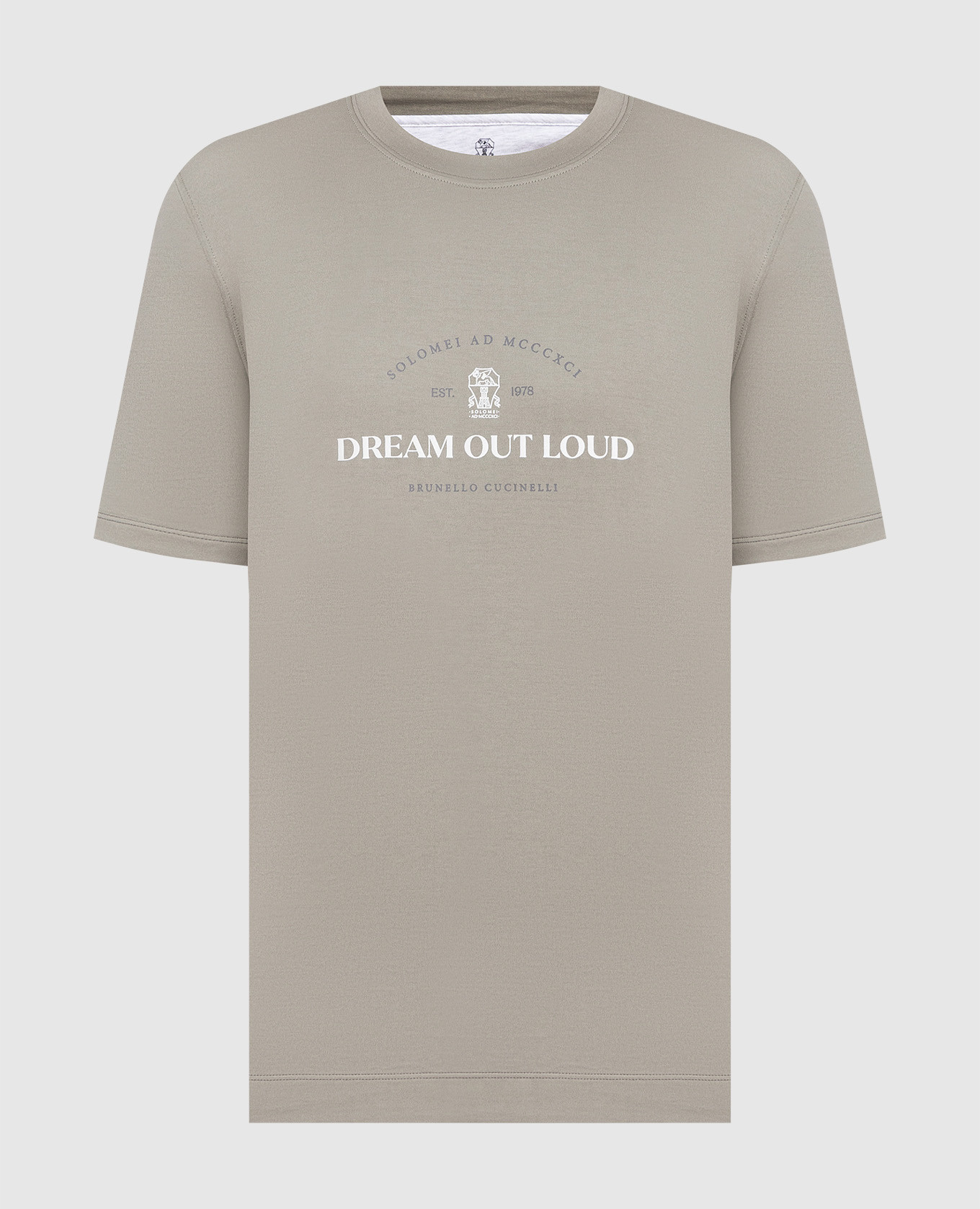 Khaki t-shirt with Dream out loud print