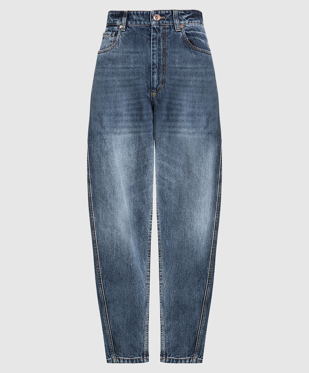 Brunello Cucinelli Темно-сині джинси з еколатунню MP095P5654