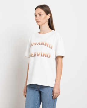 Ermanno Scervino Біла футболка з фактурним логотипом D425L327RSAFBC
