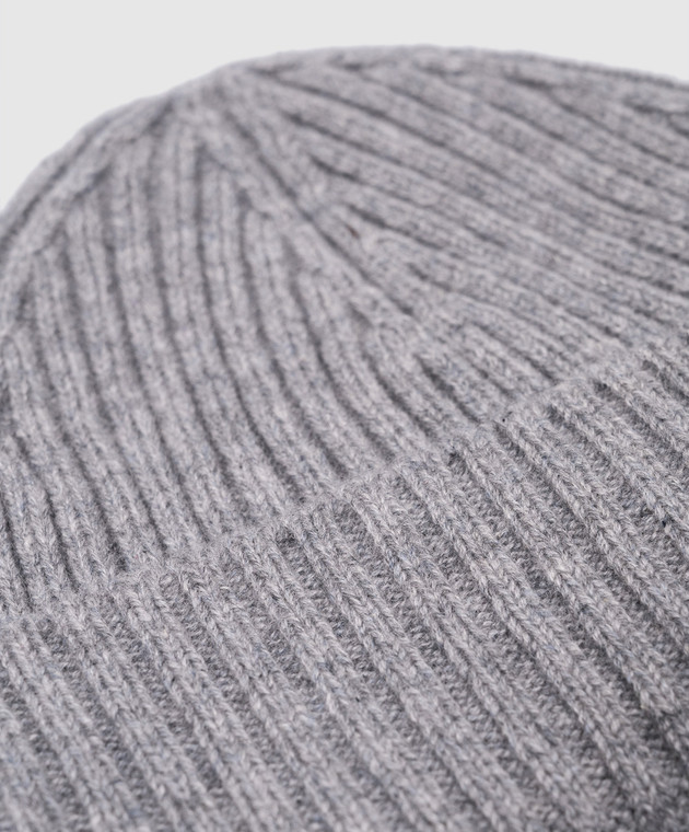 Cashmere&Whiskey Gray ribbed cashmere hat 201C image 4