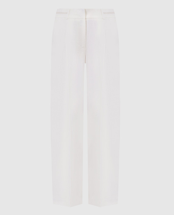 White linen pants with monil chain