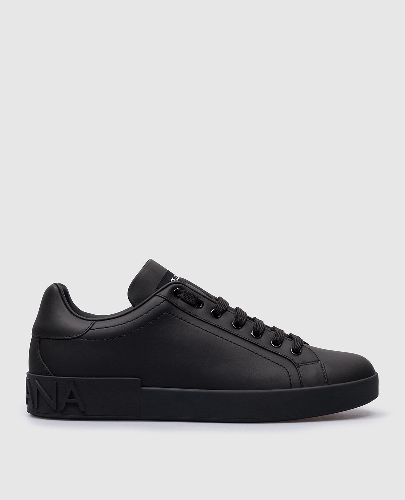 Portofino black leather sneakers with logo