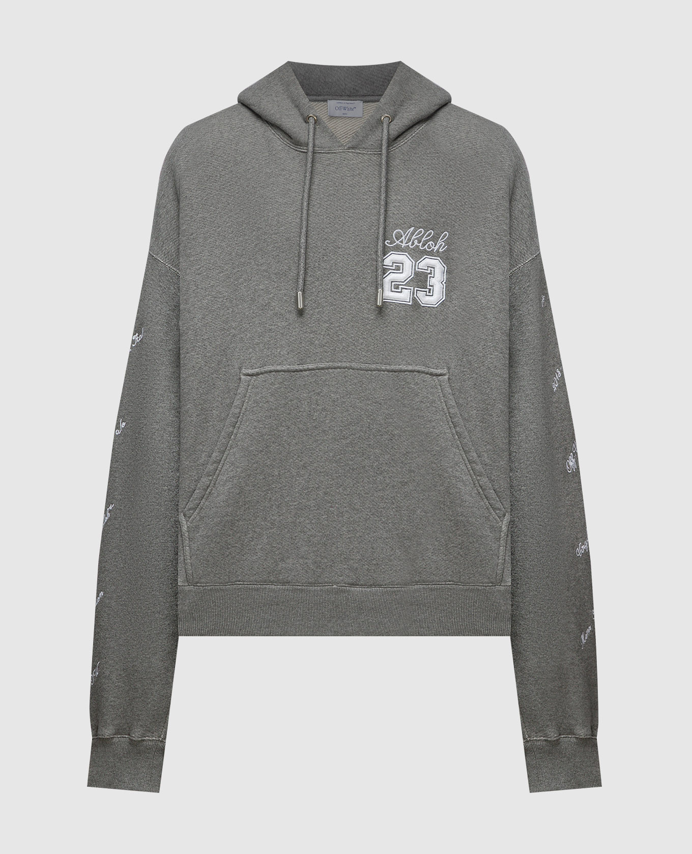 Gray melange hoodie with 23 Logo embroidery