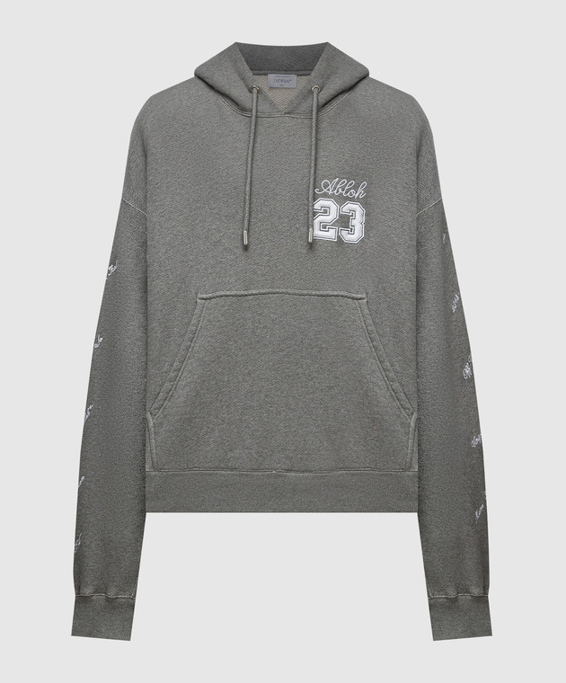 Off White Gray melange hoodie with 23 Logo embroidery