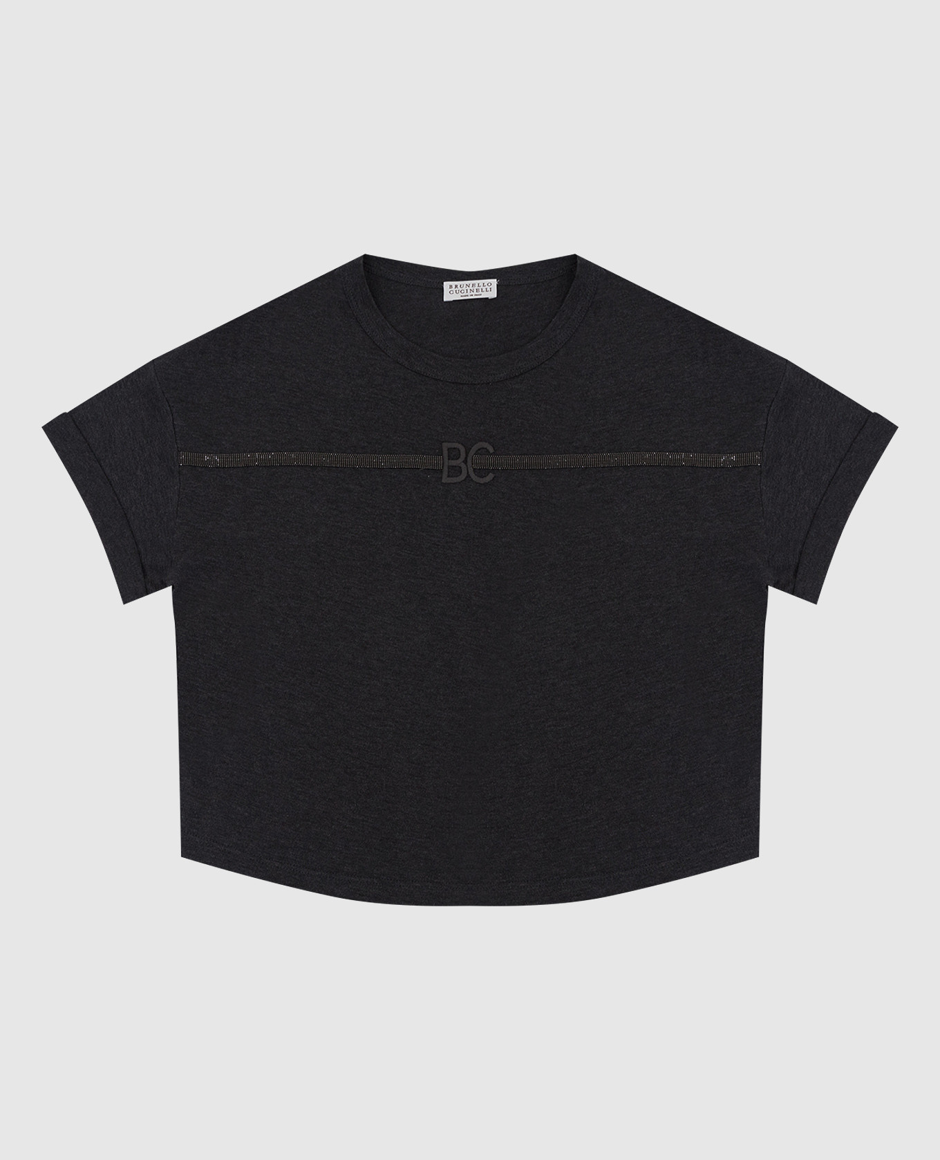 Детская темно-серая футболка с цепочками и монограммой