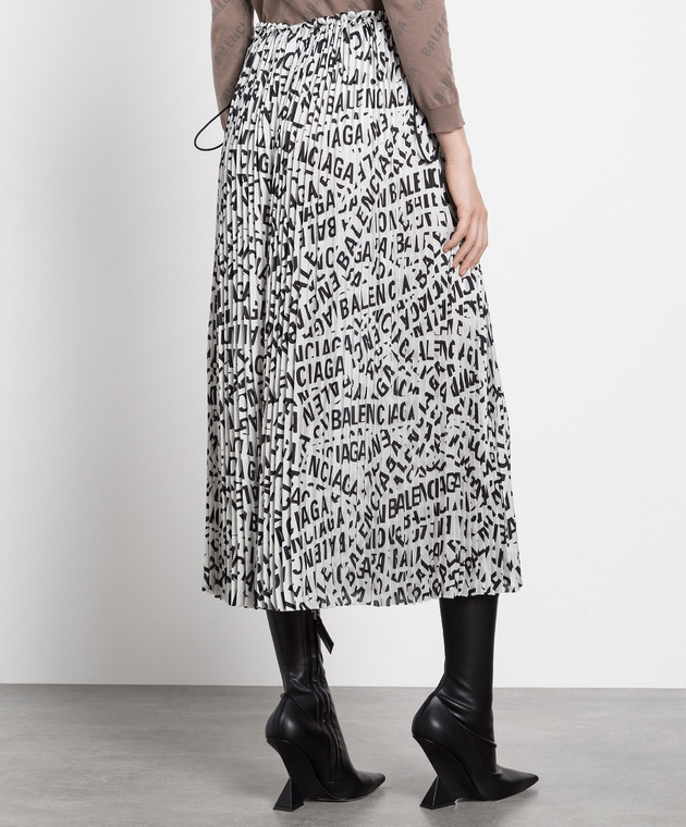 Balenciaga Светло-серая юбка-плиссе в узор монограммы логотипа 704365TML20 изображение 4