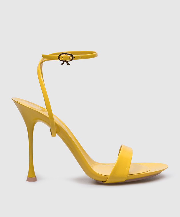 Yellow patent leather store sandals