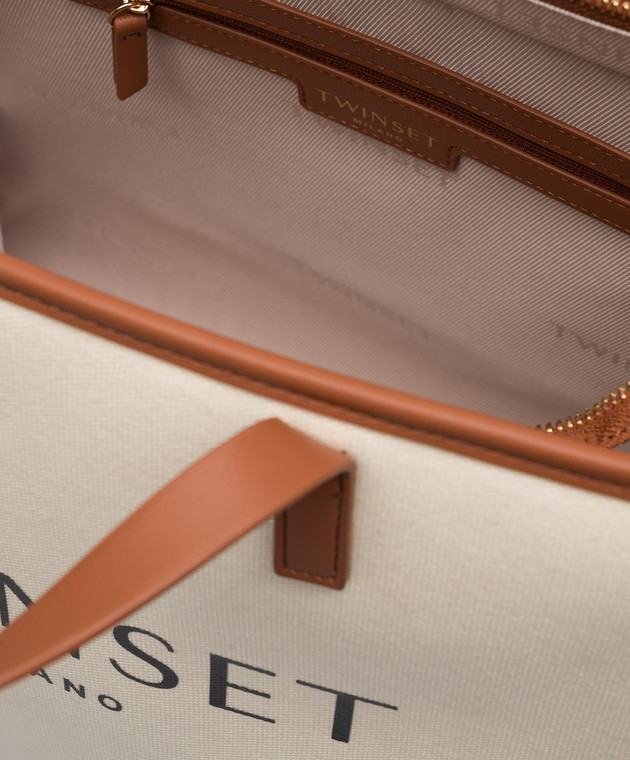 Twinset Біла сумка-тоут з принтом логотипу 231TD8047 зображення 4