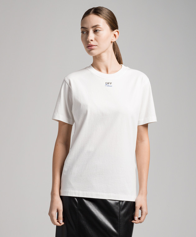 Off-White White t-shirt with Off-White Odesa print OMAA027G23JER049 image 3