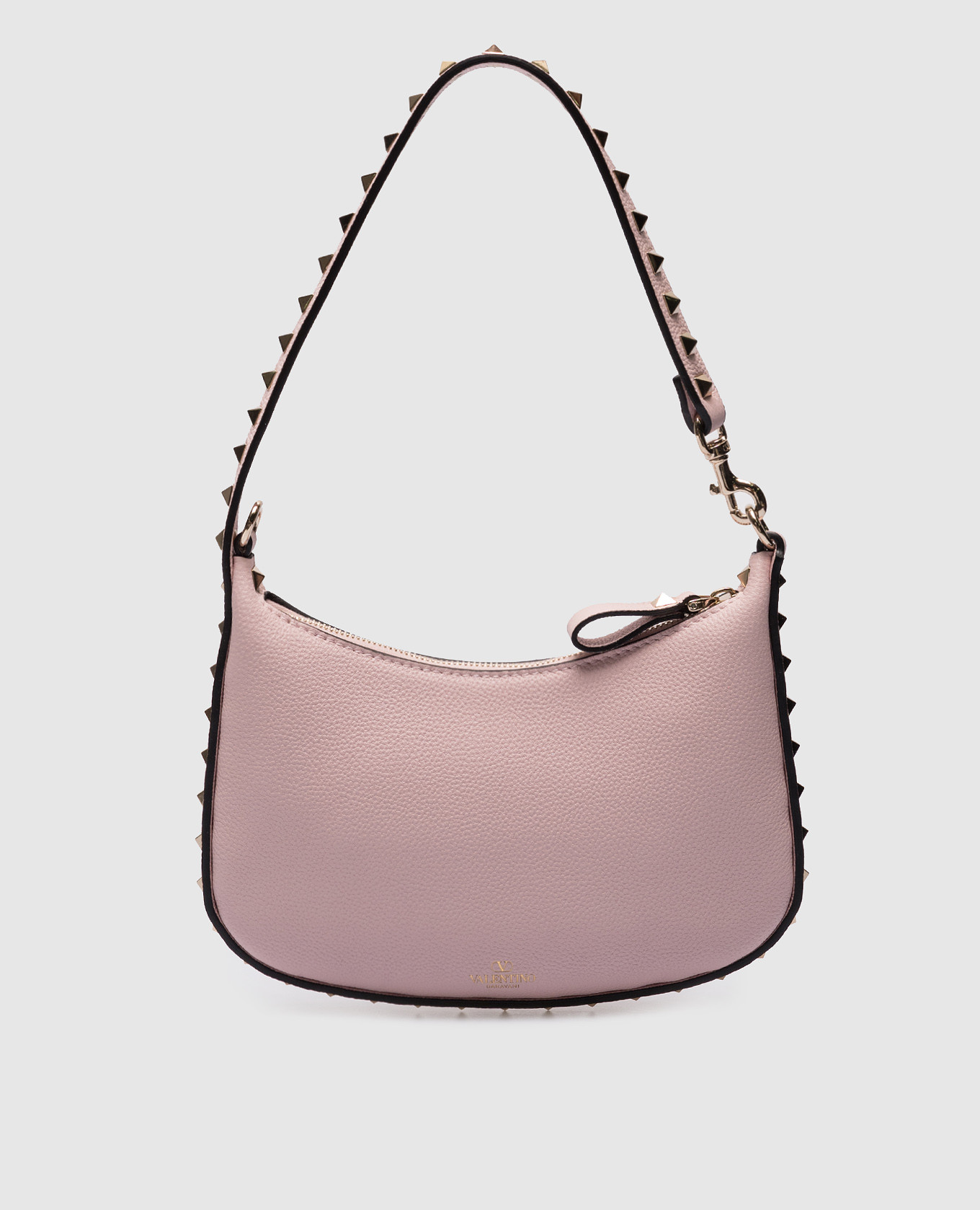 Розовая кожаная сумка-хобо Mini Rockstud