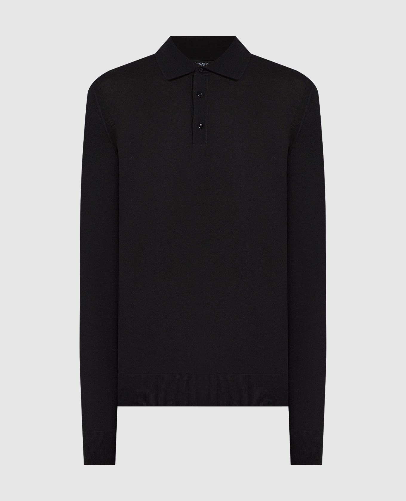 Black cashmere and silk polo shirt