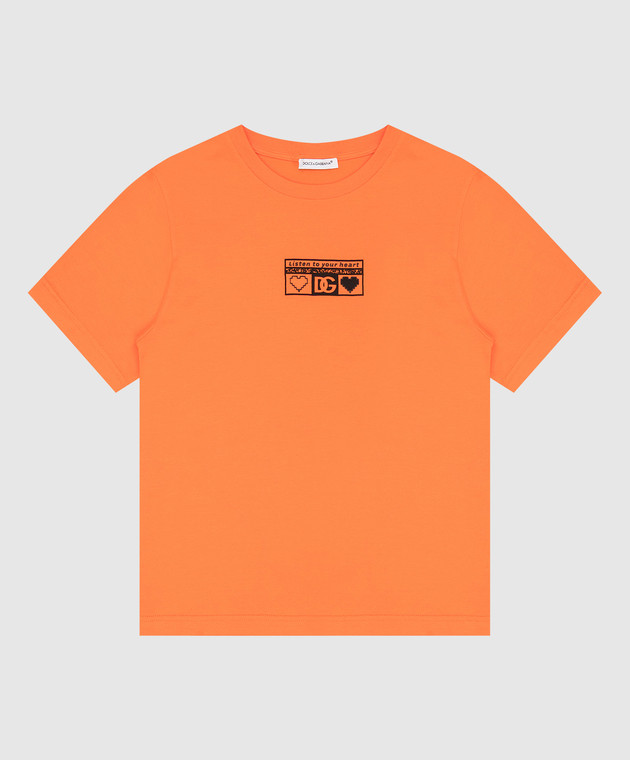 Dolce&Gabbana Children's orange t-shirt with logo print L4JTBLG7H3G814