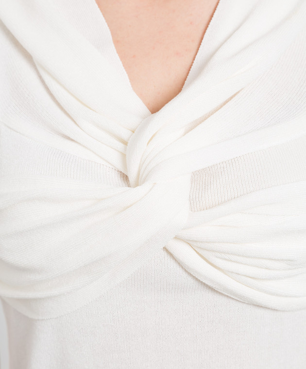 Twinset Actitude White top with drape 231AP3031 изображение 5