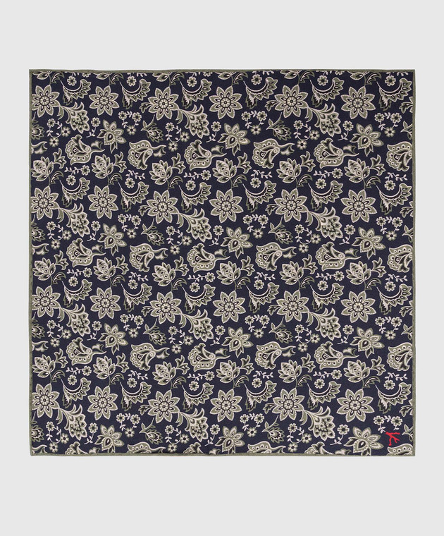 ISAIA Blue silk scarf-pache with a print FZOOO6FZ594